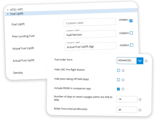 Sample images of some of skybooks admin settings