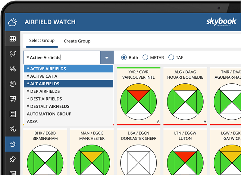 Airfield Watch allows you to group airfields