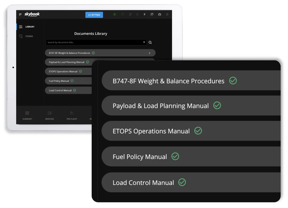 Digital aircraft manuals direct to the pilots