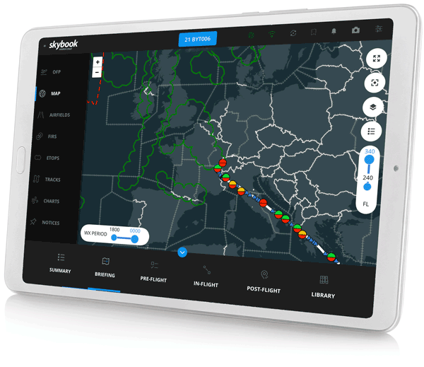 skybook automatically collates and analyses all flight briefing material quickly and intelligently.