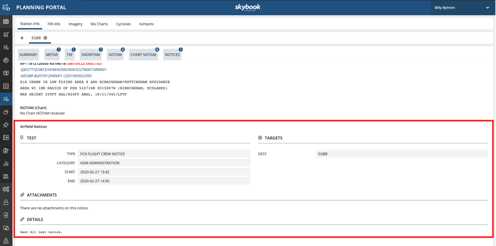 Viewing of Departure and Destination notices in Planning Portal