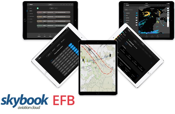 skybook aviation cloud EFB software displayed on iPad IOS