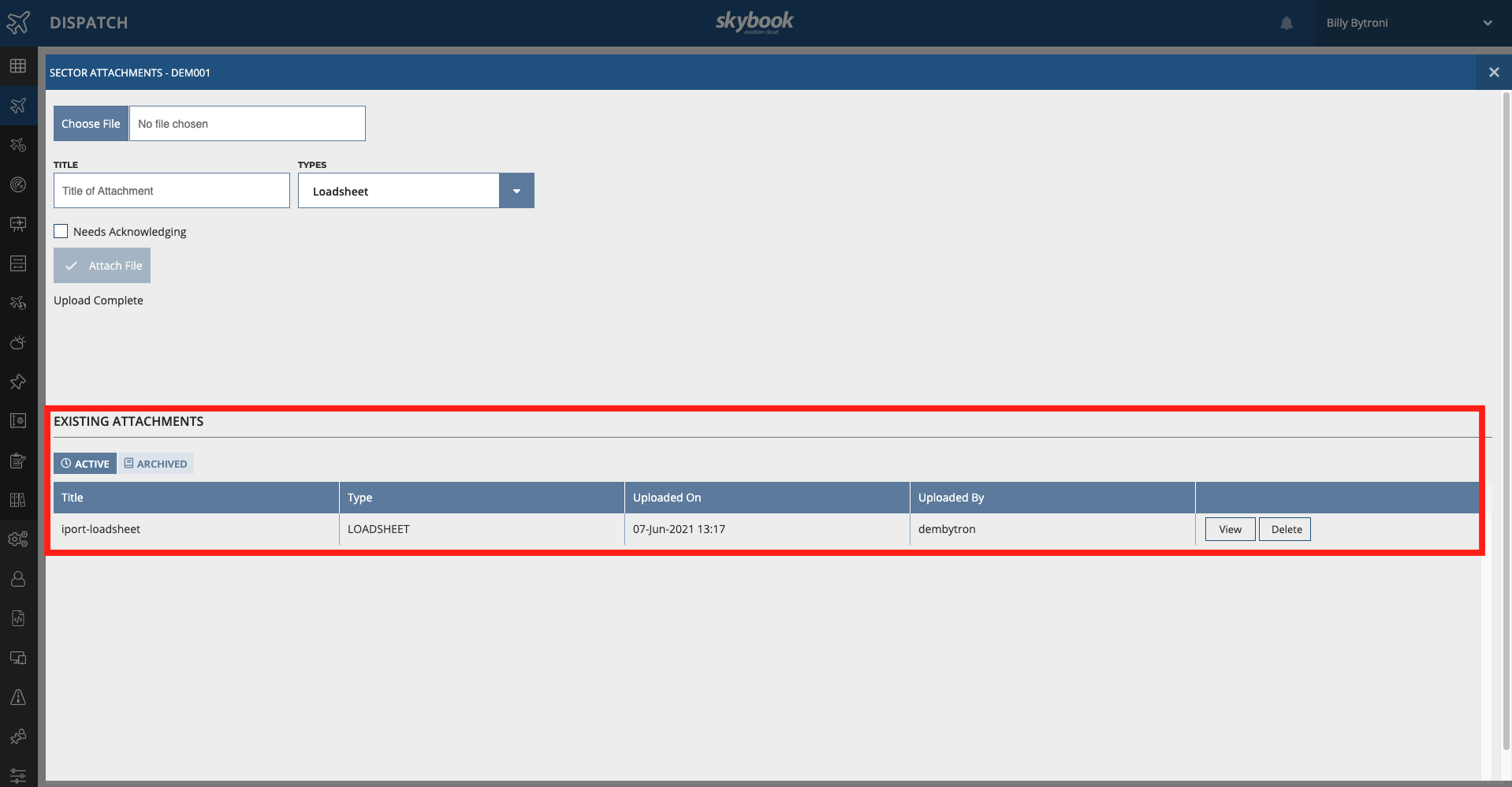 skybook sa iport loadsheet