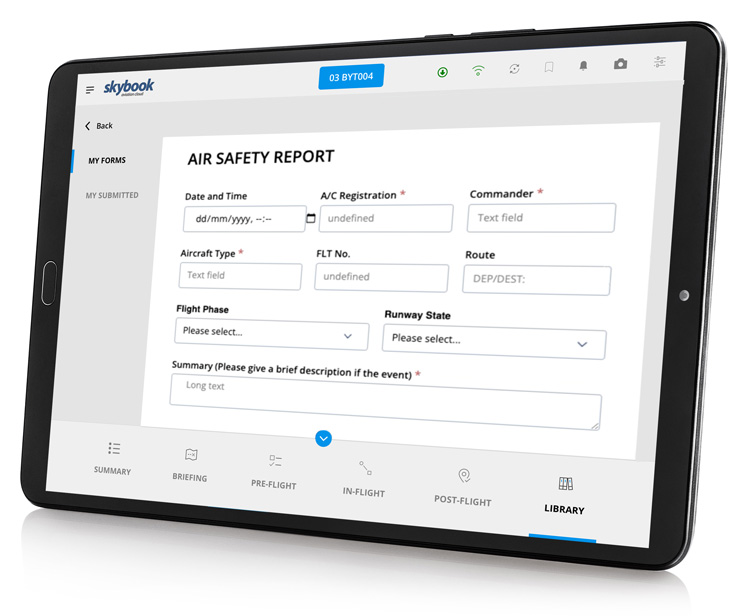 electronic forms for pilots using an efb app