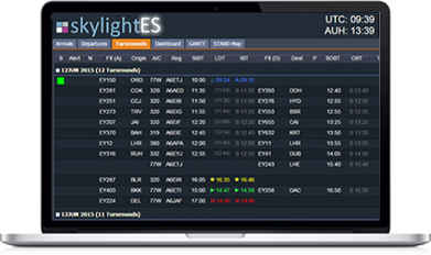 skylightES aircraft turnaround on desktop