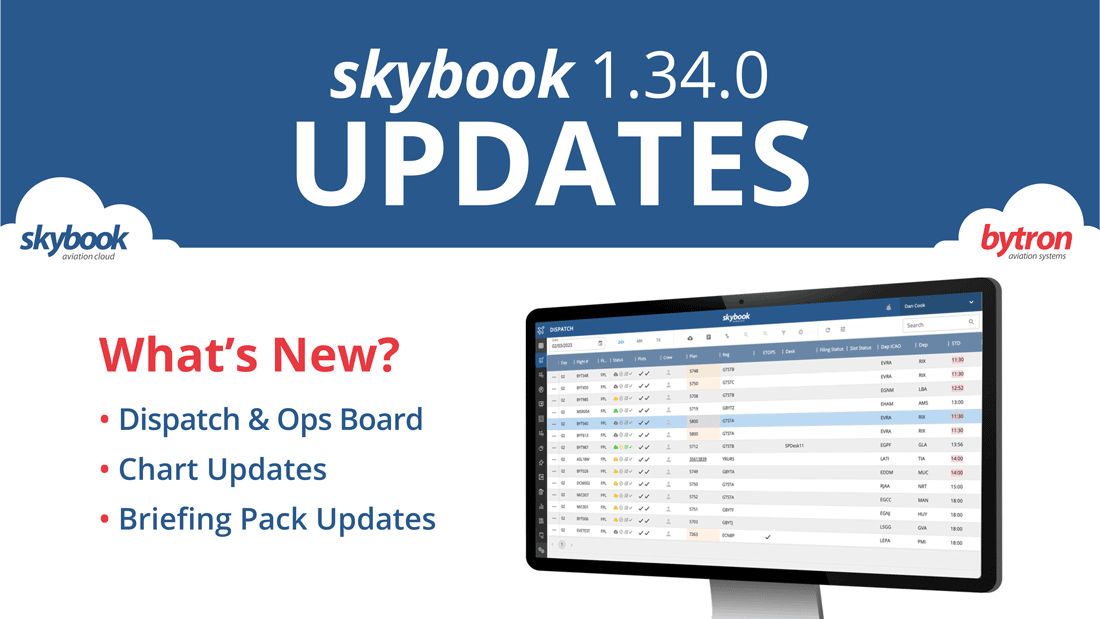 skybook aviation cloud 1.34.0 release notes - dispatch and flight ops board updates