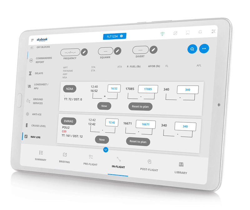 in-flight efb day mode section