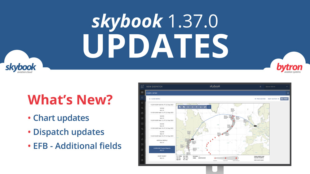 Hurricane tropical report chart shown on skybook 1.37.0 release updates