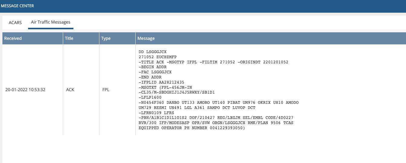 air traffic messages