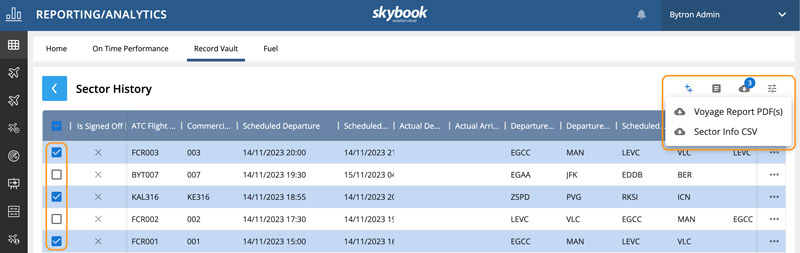 download multiple ofp data within flight sector history