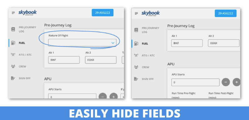hide efb text form fields