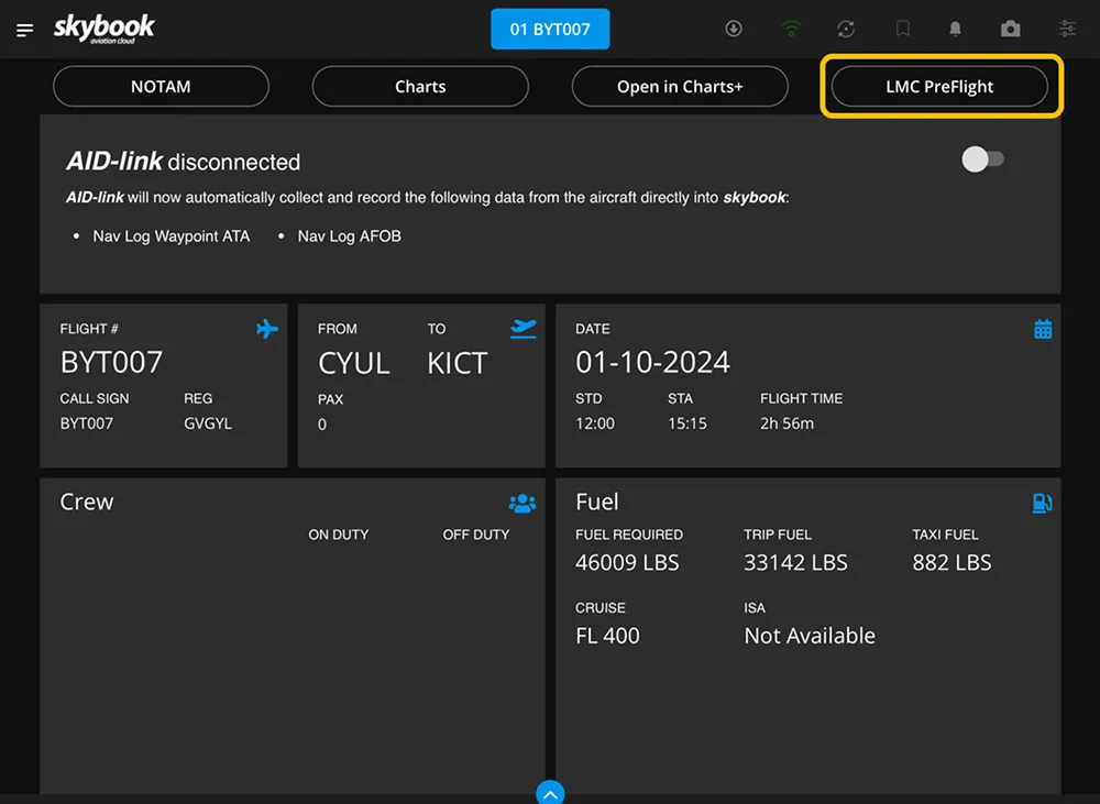 lmc preflight button