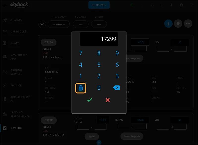 waypoint numberpad on efb