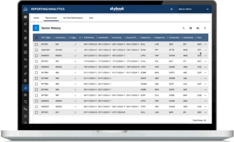 flight summary from eff data
