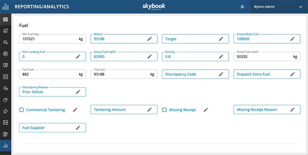 editable post flight records
