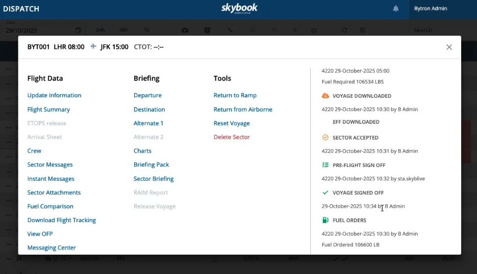 flight data audit trail