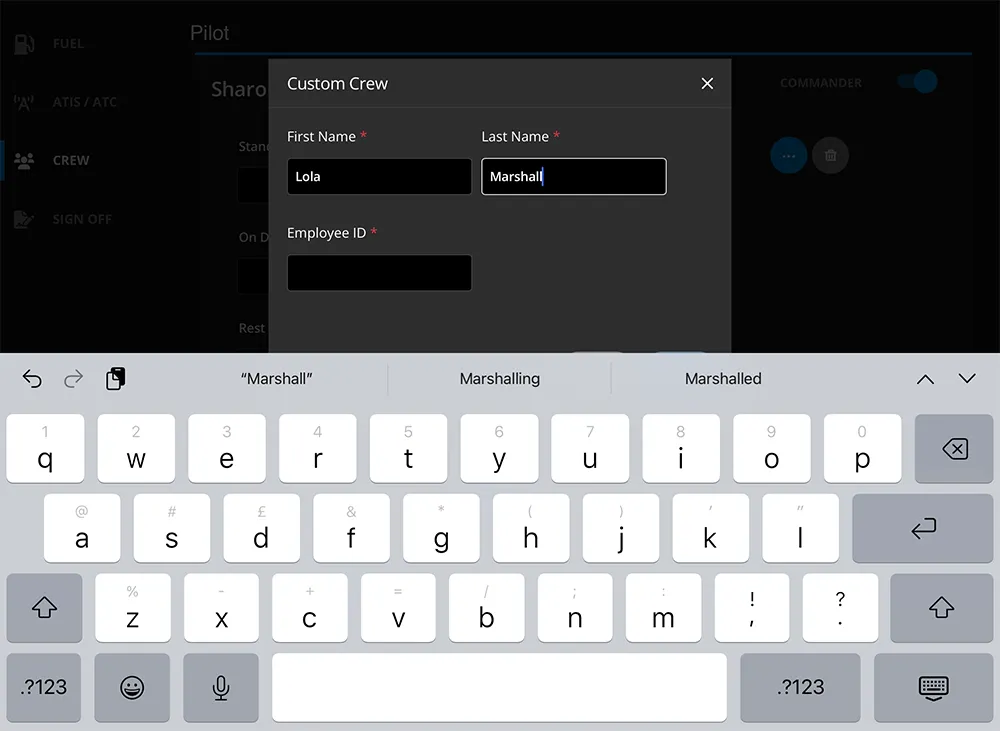 add custom crew on the efb app