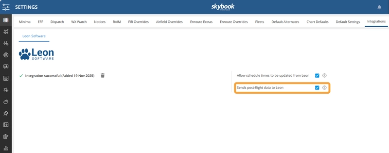 post flight data sent to leon