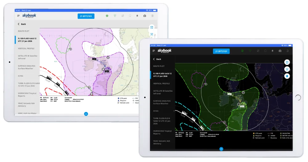 day and night mode pilot briefing charts