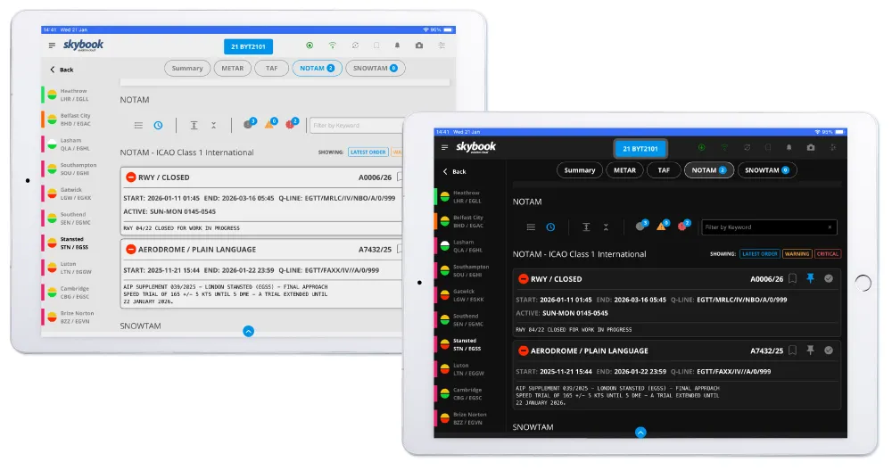 day and night mode notams