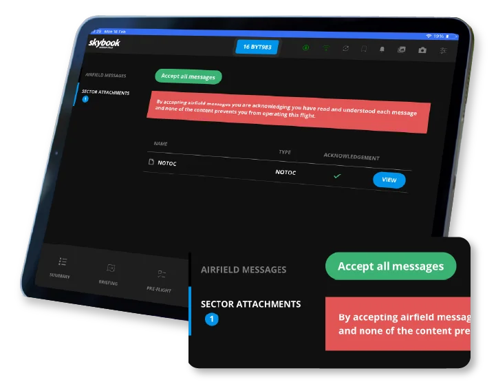 pilot acceptance of mandatory information like notoc