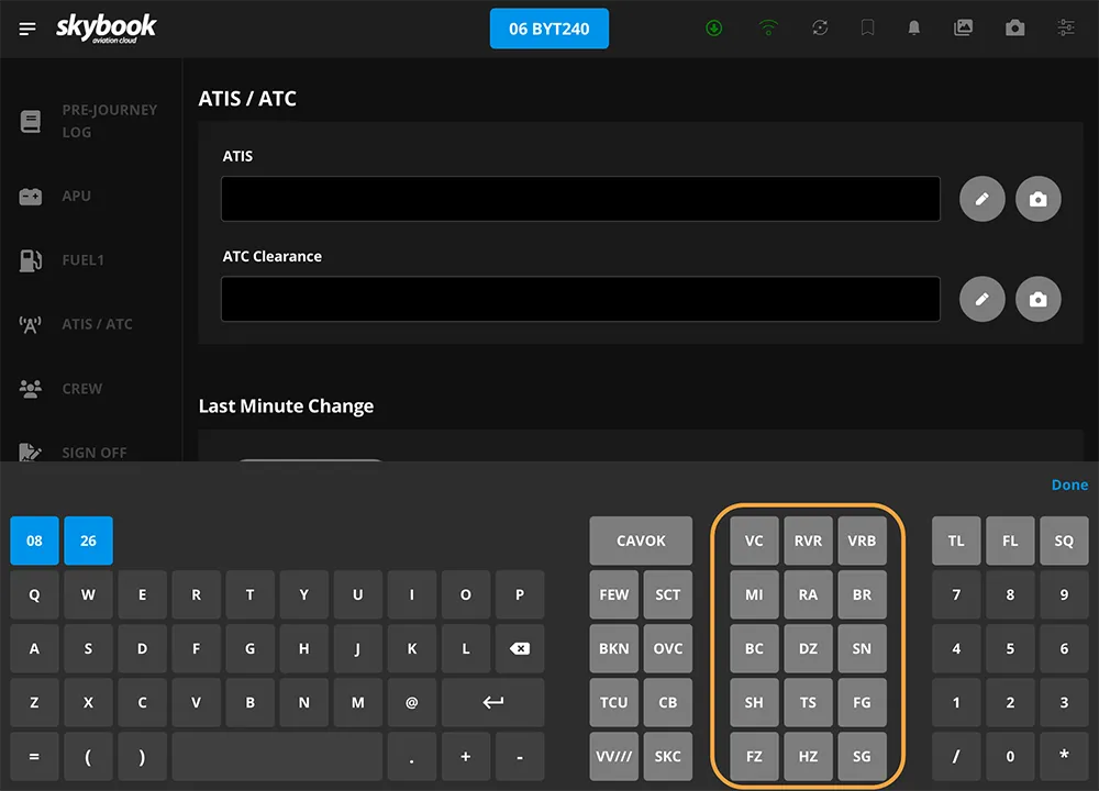 Weather phenomena codes