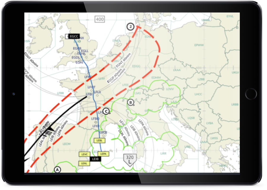 etops charts on efb device